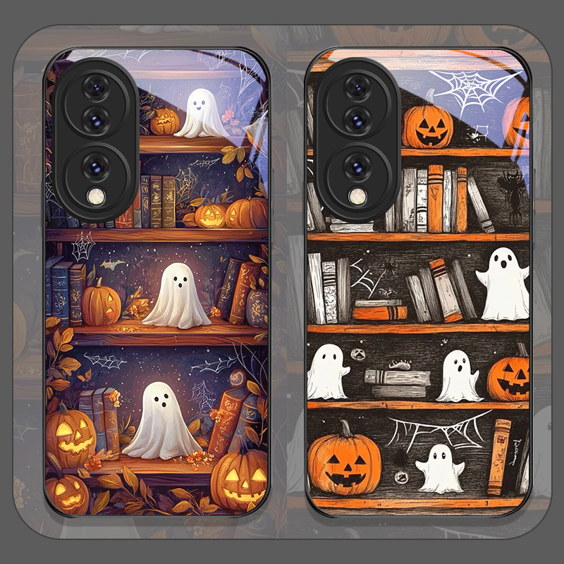 Phone Cases Honor - Хэллоуин Тыква Призрак Книжная полка Чехол