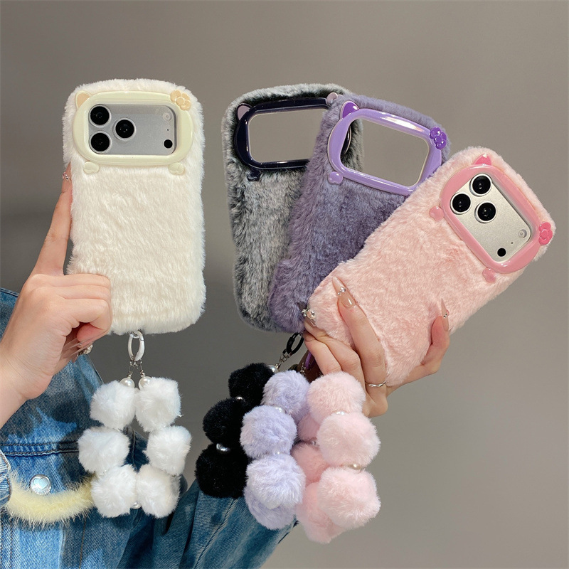 Phone Cases Iphone 16 Pro - Роскошный однотонный плюшевый чехол для iPhone
